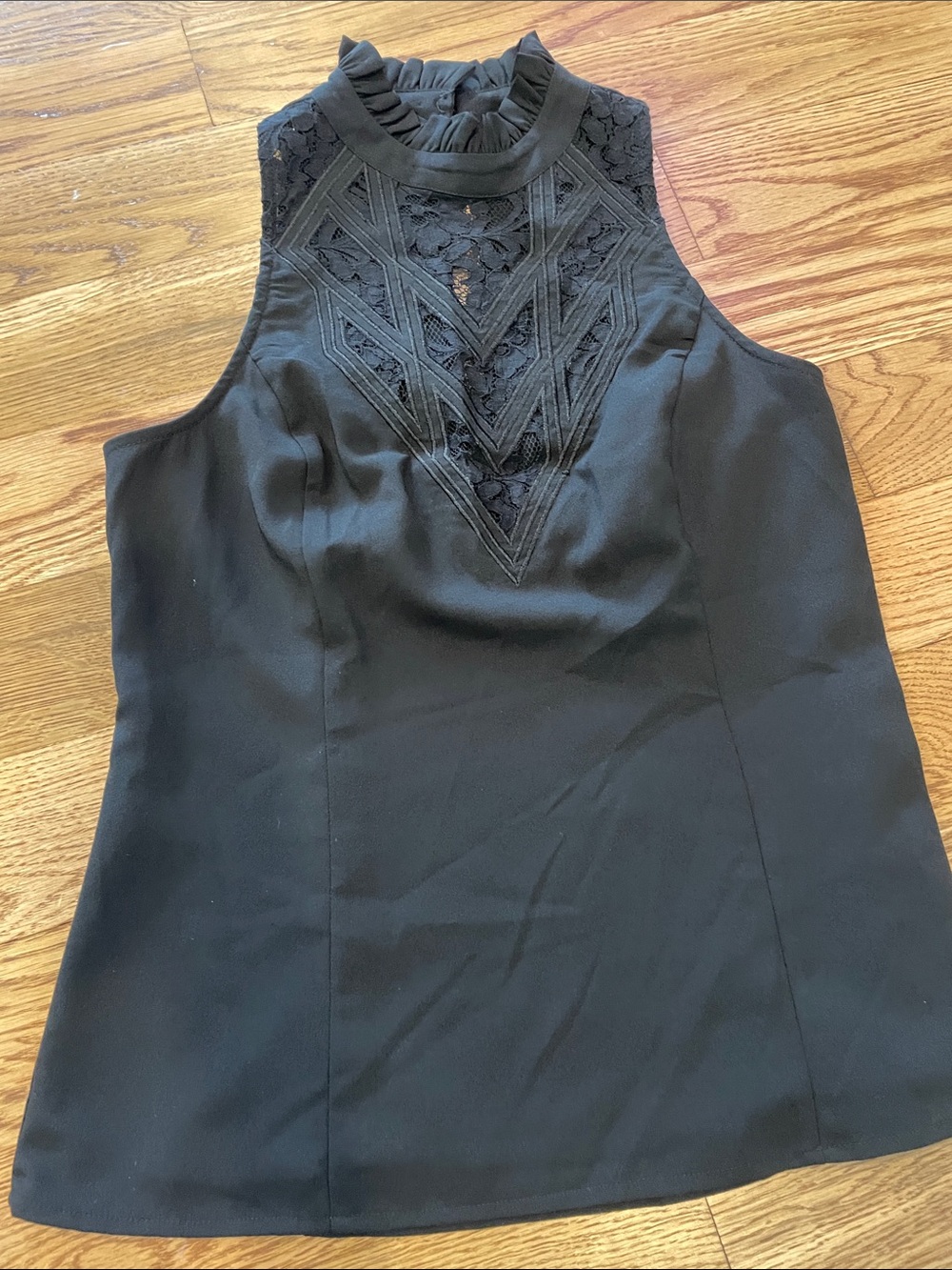 XOXO Black High-Neck Lace-Inset Sleeveless Camisole